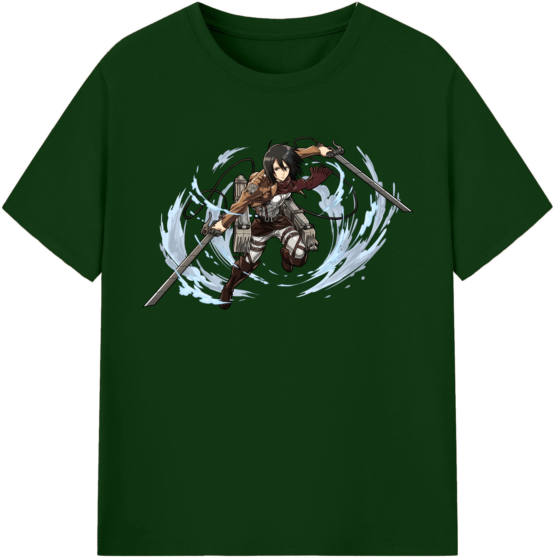 （画像用） 進撃の巨人 ミカサ·アッカーマン Attack on Titan Mikasa Ackerman 綿100％半袖Tシャツ（フロントプリント）